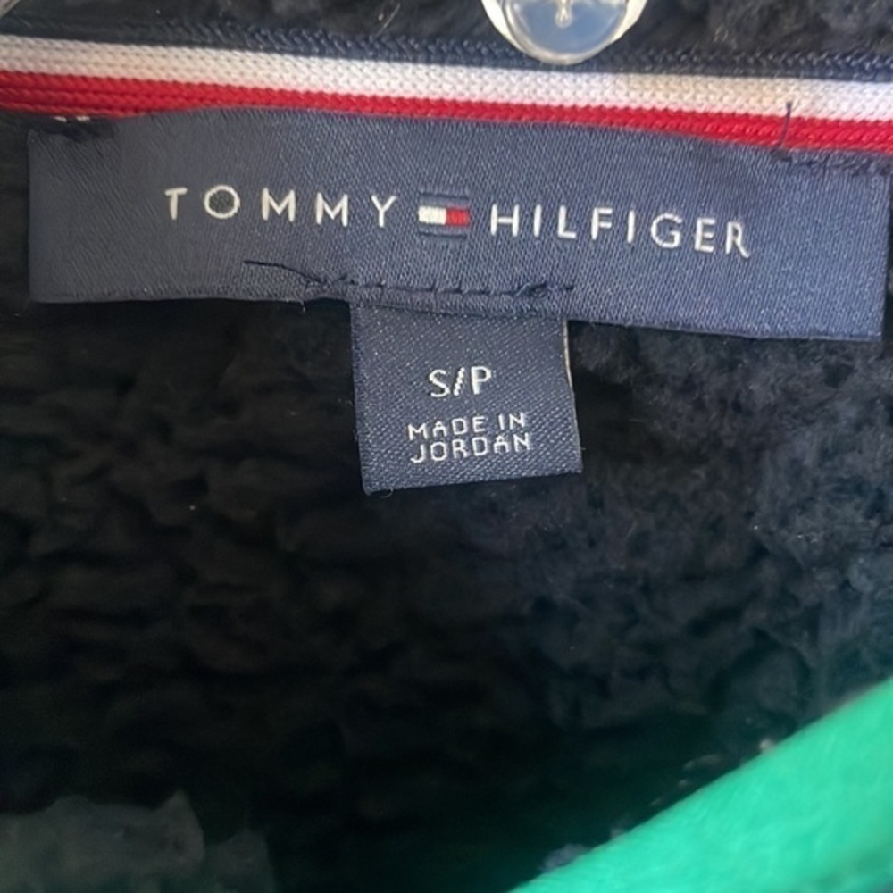 Tommy Hilfiger coat jacket cozy softgirl navy with red and green trim Small - Picture 5 of 11